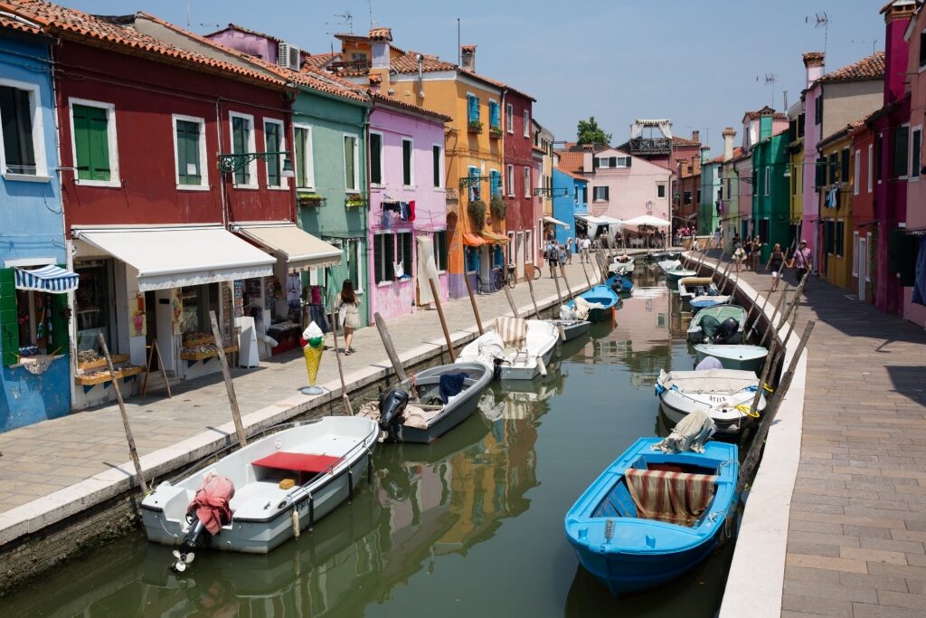 Colorful waterfront of Burano, Venice