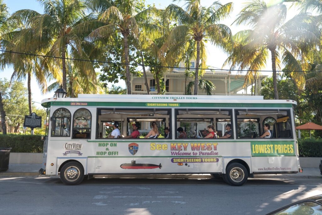 People on a bus in Key West