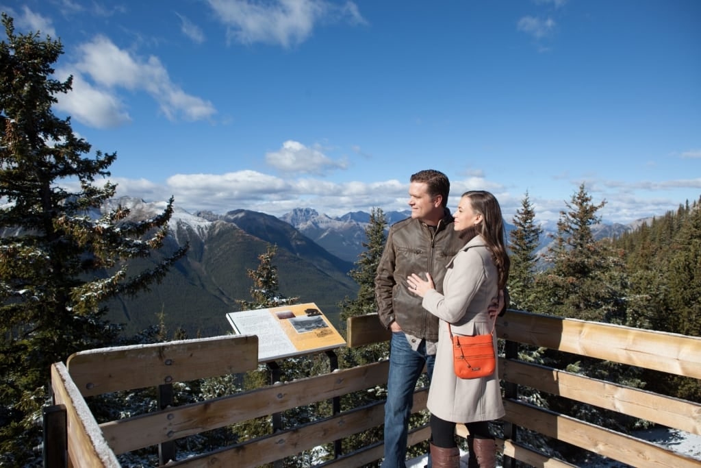 Couple sightseeing from Banff