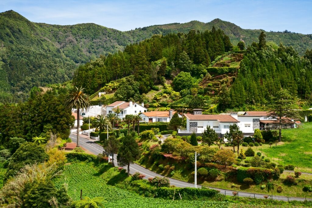 Lush landscape of Furnas, The Azores