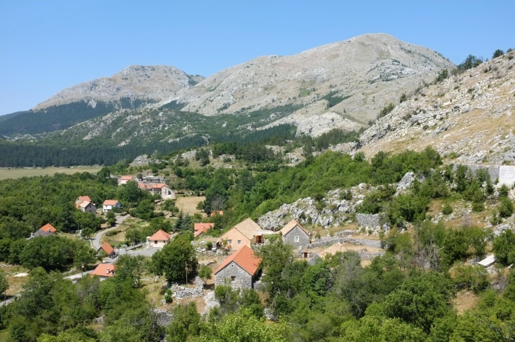 View of Njegusi with mountains