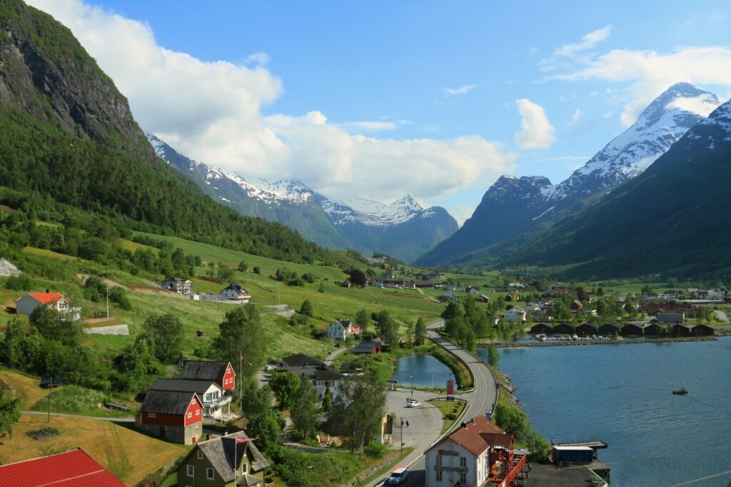 View of Olden, Norway with Nordfjord