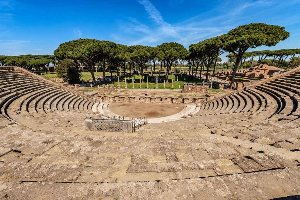 Ancient theater in Archaeological Museum of Ostia Antica