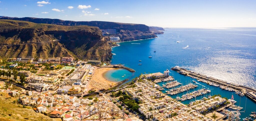 Aerial view of Playa de Mógan, Gran Canaria