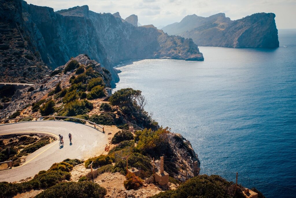 People cycling to Cap de Formentor, Mallorca