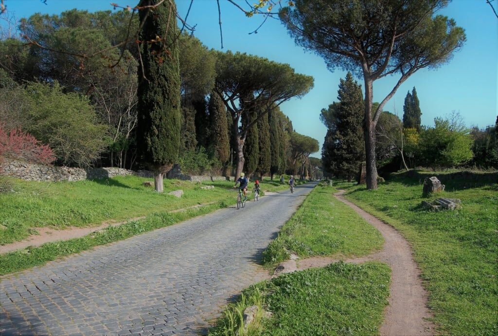 People biking along Appian Way