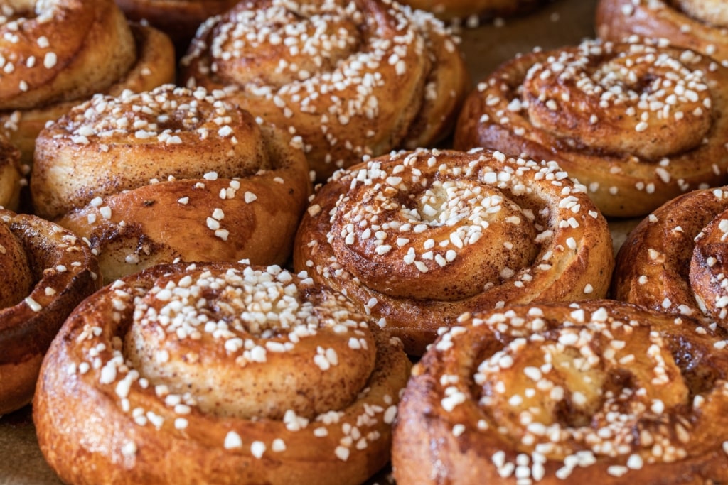 Plate of Kanelbullar (Cinnamon Rolls)