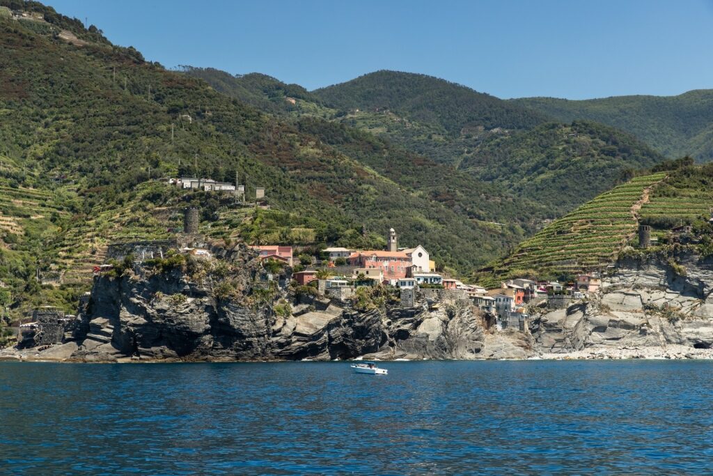 View of Cinque Terre from ferry