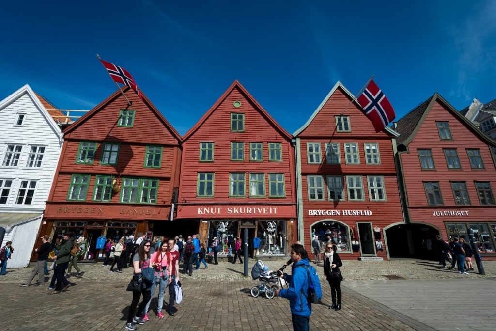 Colorful buildings in Bergen Harbor