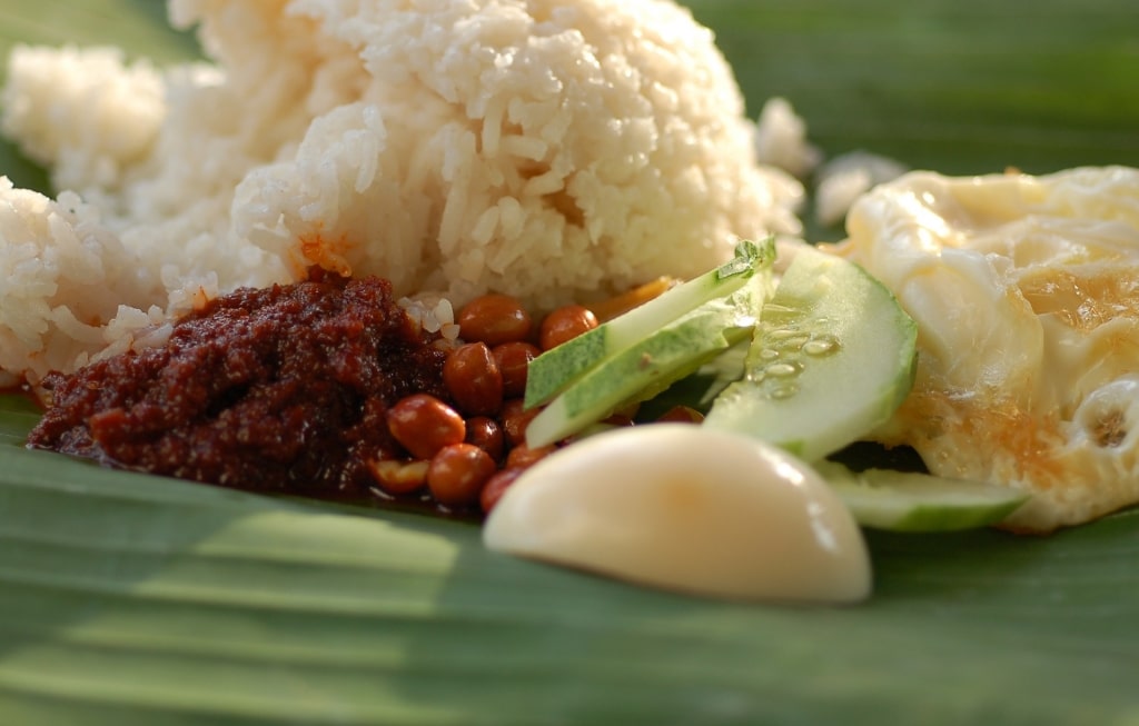 Plate of Banana leaf rice