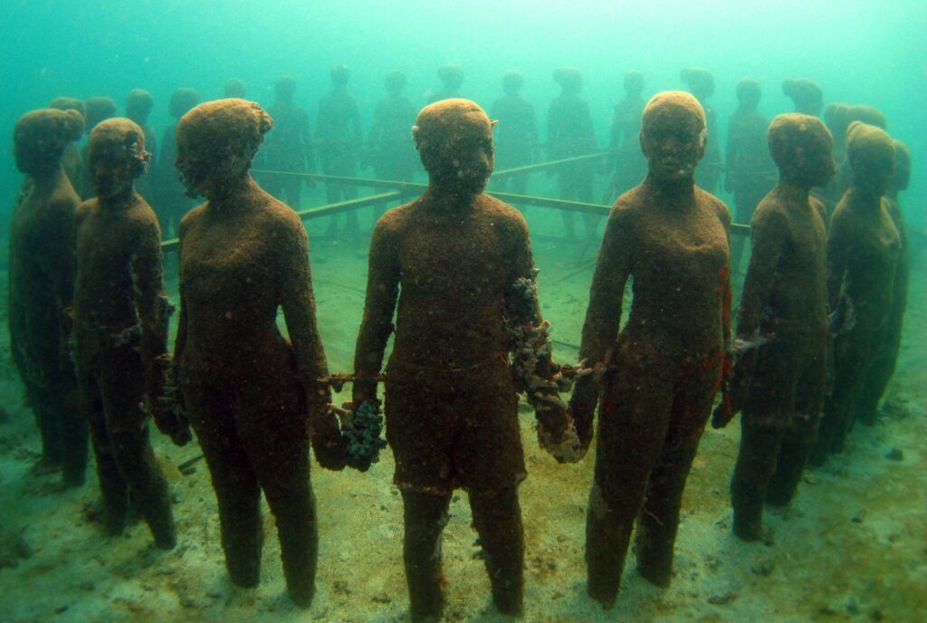 View of the Underwater Sculpture Park in Grenada