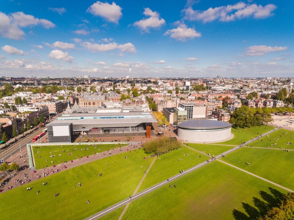 Aerial view of Van Gogh Museum in Amsterdam, The Netherlands