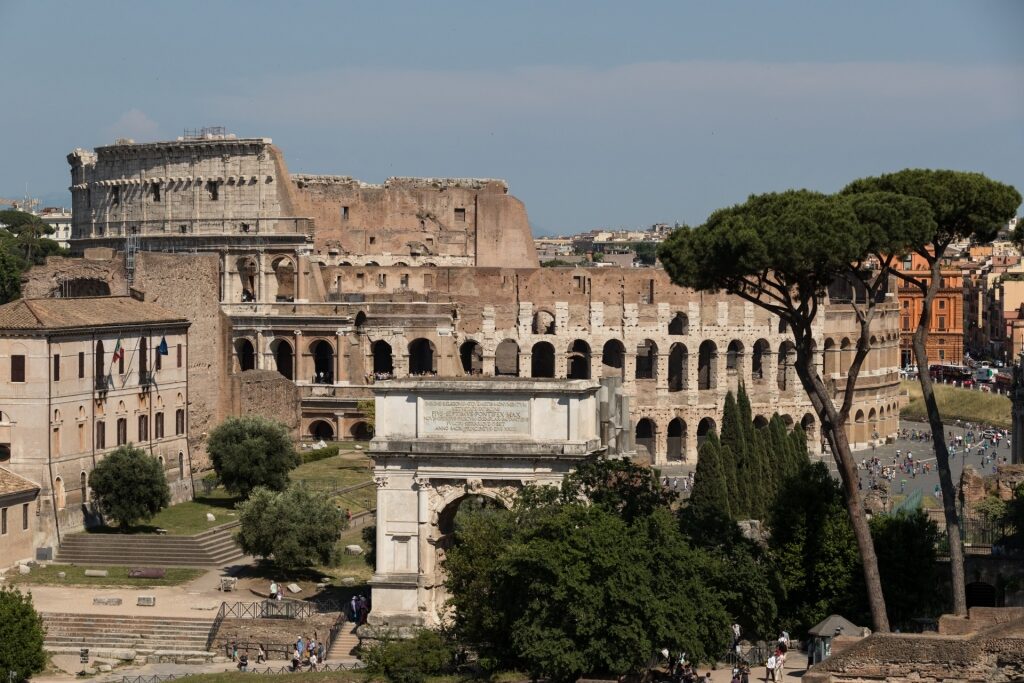 Historic site of the Colosseum in Rome, Italy