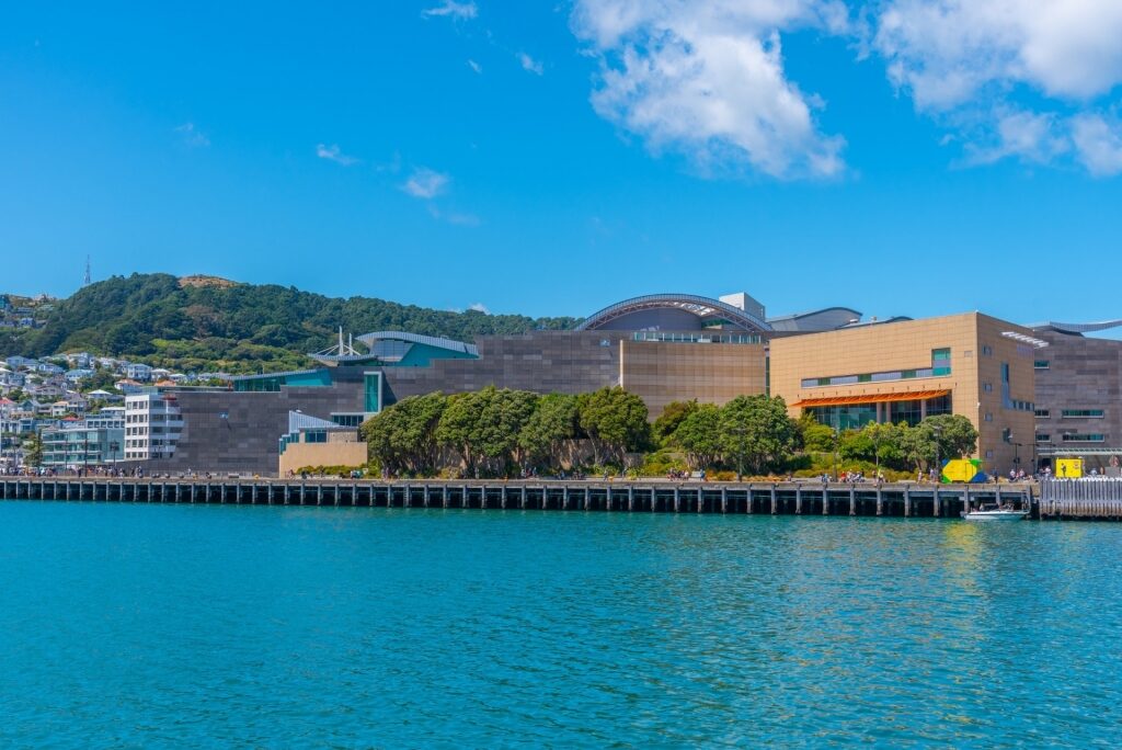 Waterfront view of Museum of New Zealand Te Papa Tongarewa in Wellington, North Island