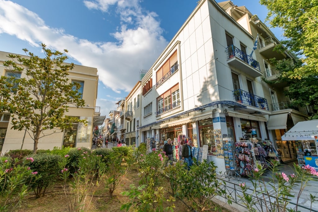 Street view of Plaka in Athens, Greece