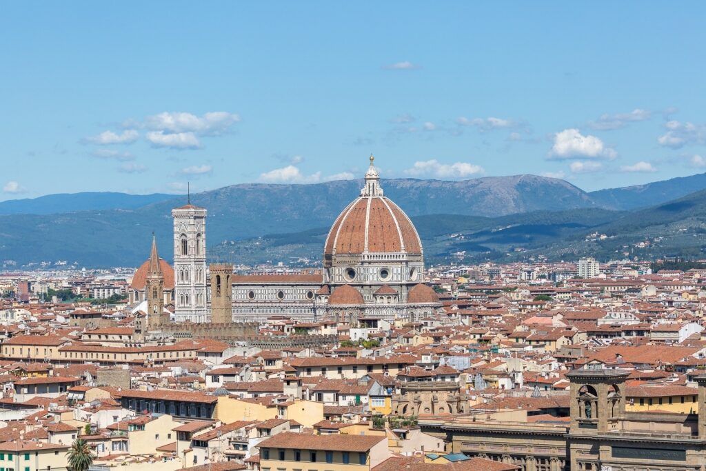 Aerial view of Florence, Italy with Duomo