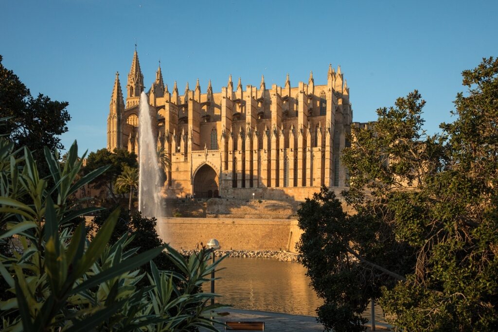 Beautiful exterior of La Seu Cathedral in Palma de Mallorca, Spain
