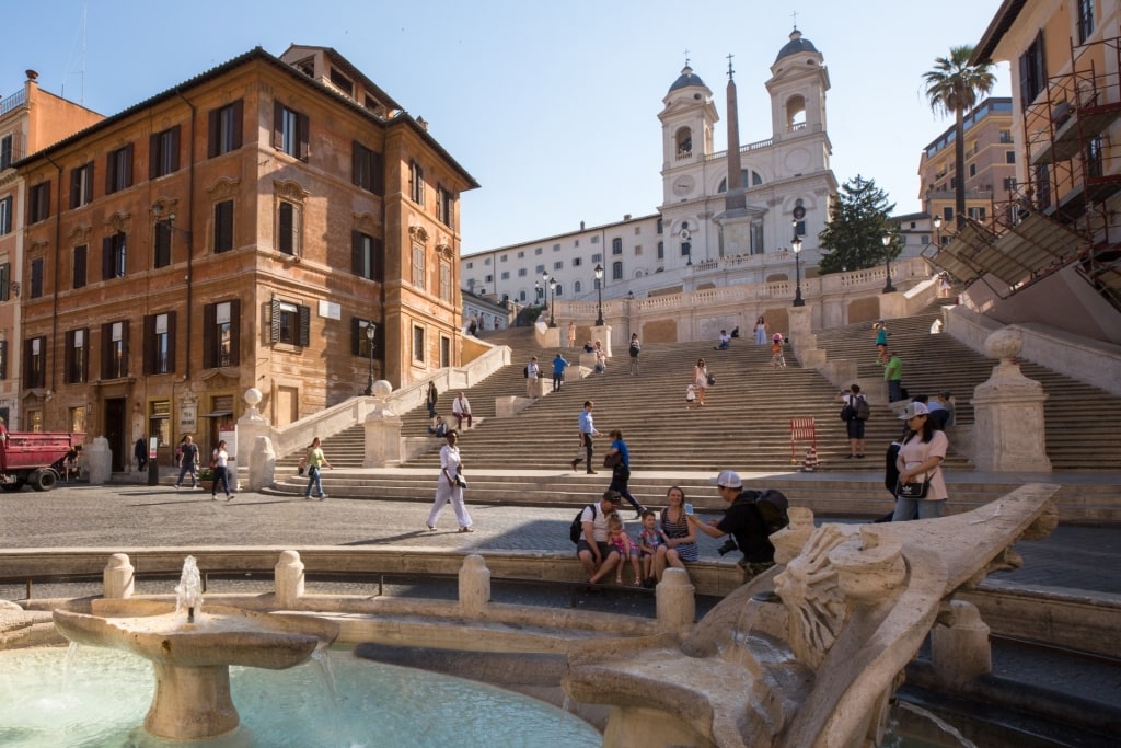 View of the Spanish Steps in Rome, Italy