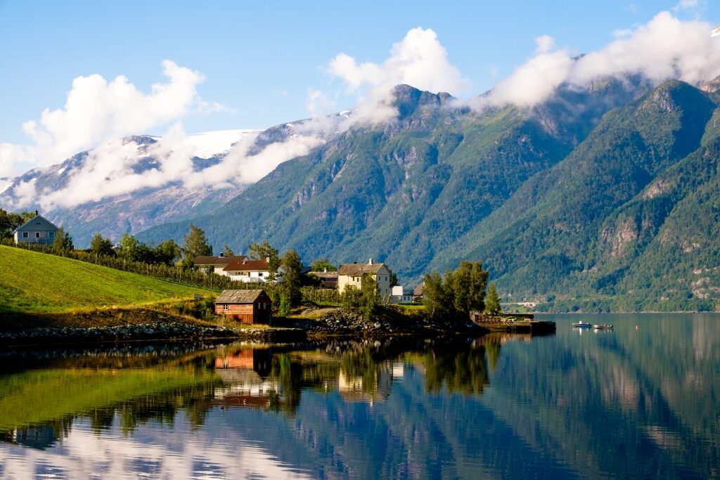 Scenic landscape of Hardangerfjord