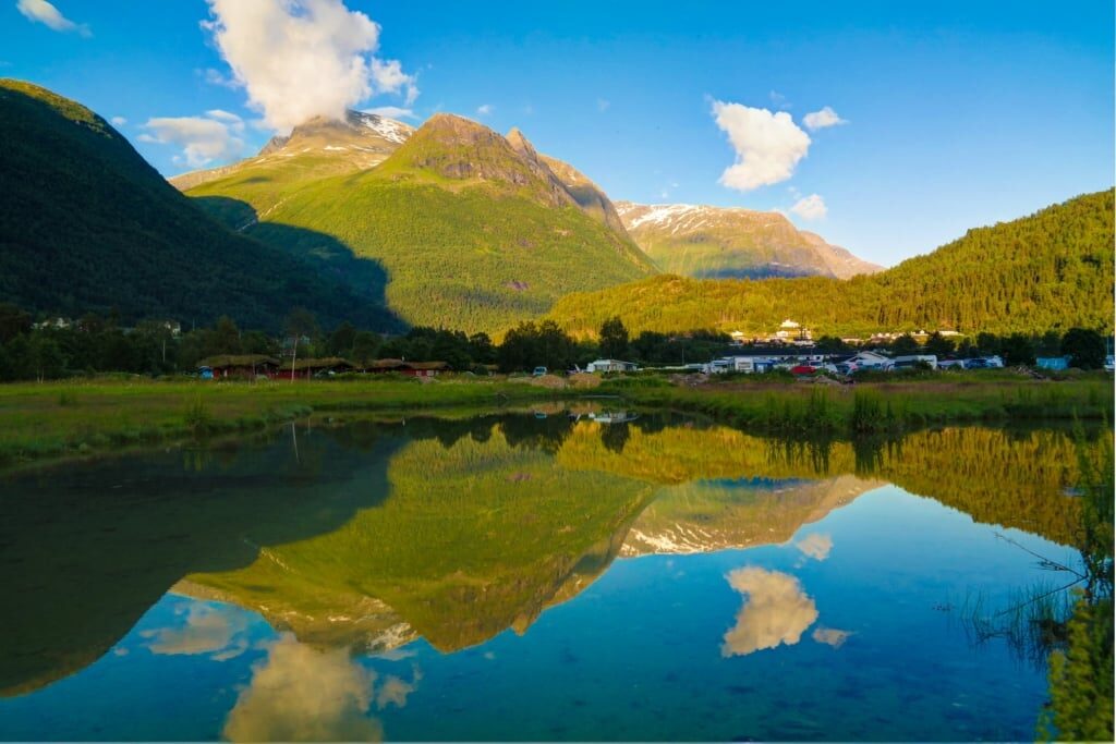 Beautiful Innvikfjorden reflecting on water