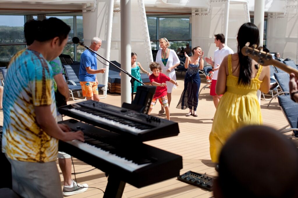 People enjoying live music on a cruise