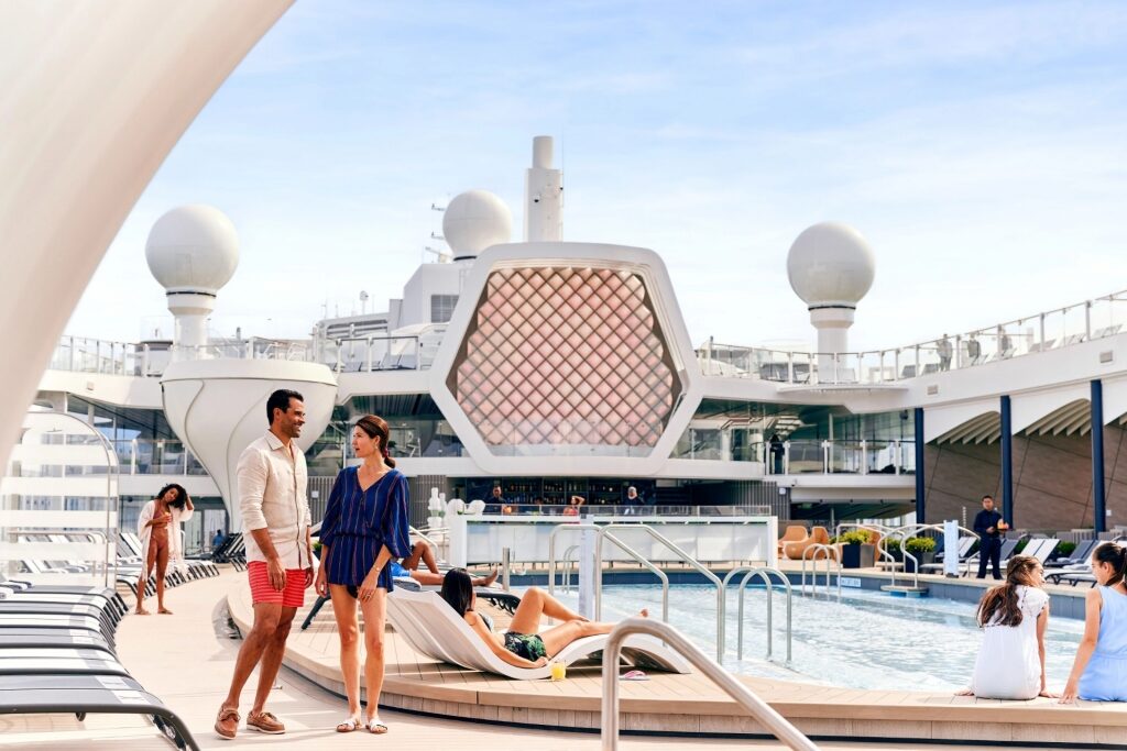 Activities on a cruise ship - People lounging by the pool