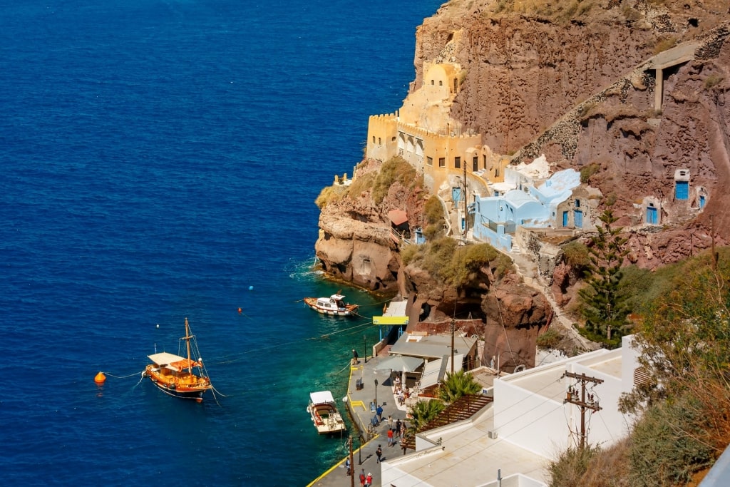 Aerial view of Santorini Old Harbor