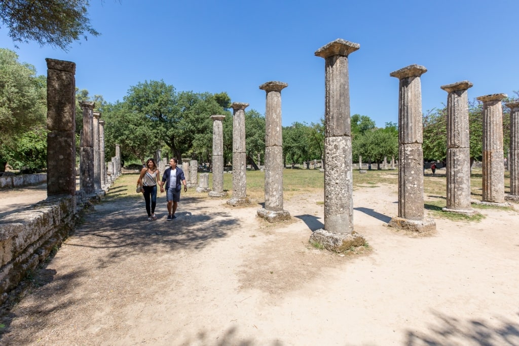 Couple exploring Ancient Olympia