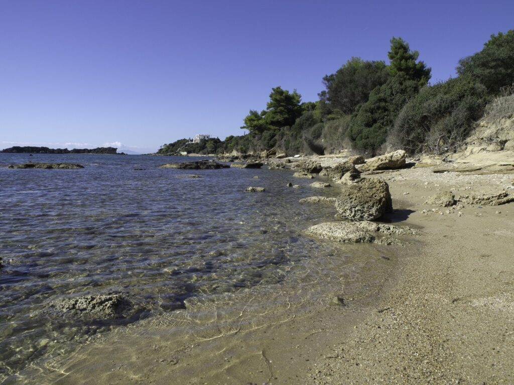 Rugged shoreline of Katakolon