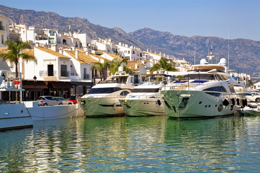 Waterfront view of Marbella, Spain