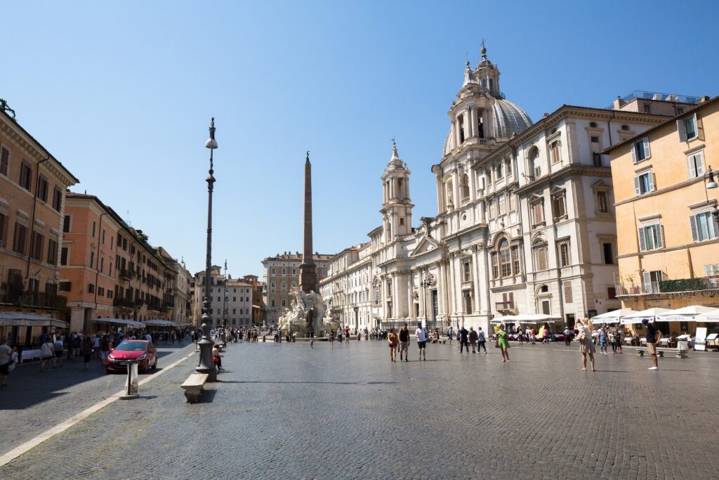 Street view of Piazza Navona in Rome, Italy
