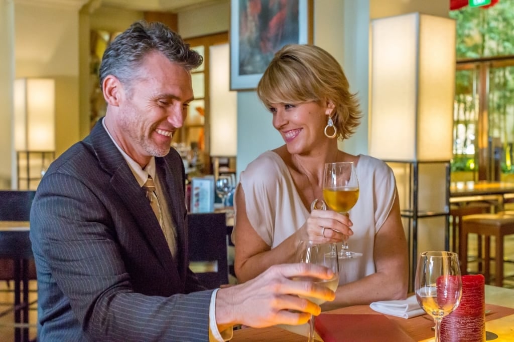 Couple at a restaurant in Singapore