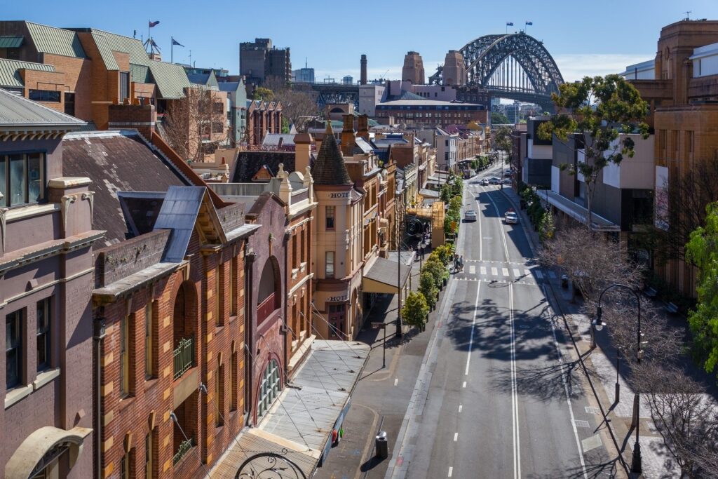 Street view of the Rocks in Sydney, Australia