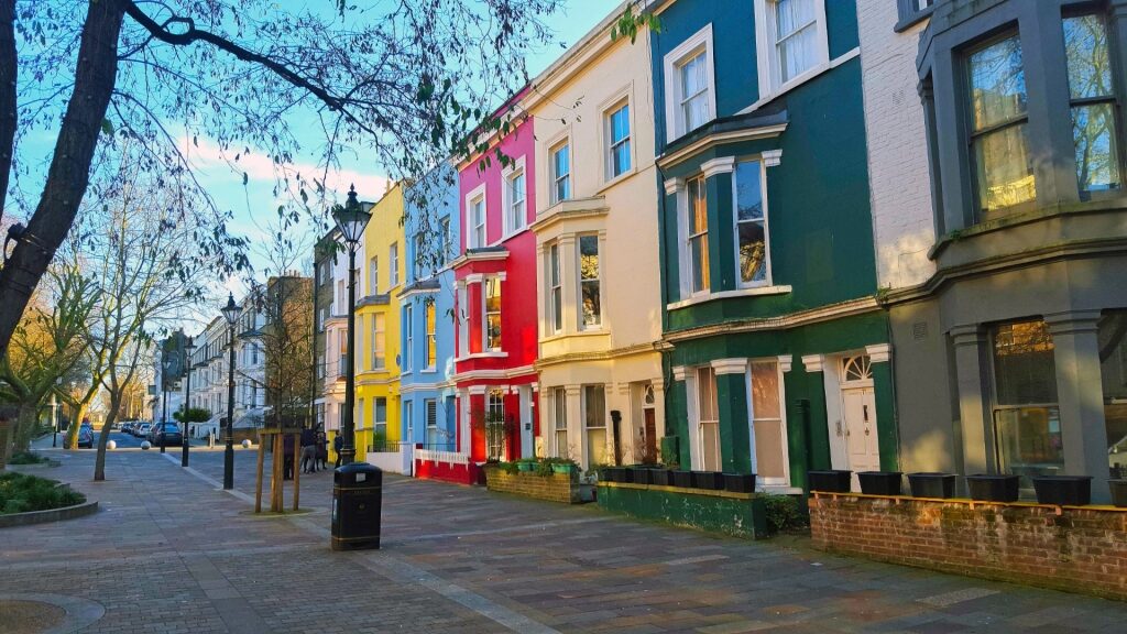 Colorful houses in Notting Hill in London, England