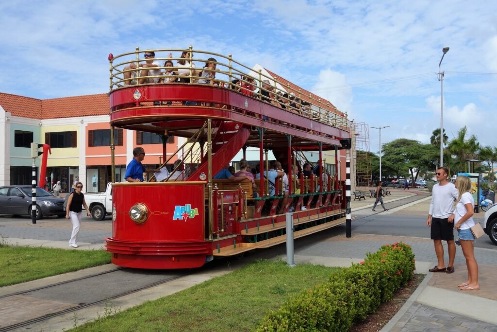 Open-air tram in Oranjestad 