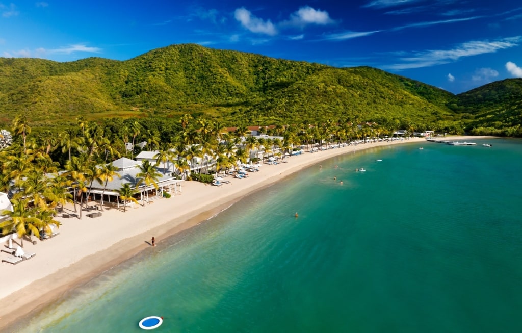 Aerial view of Carlisle Bay Beach