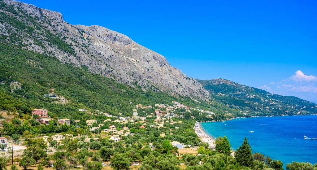 Aerial view of Barbati Beach, Corfu