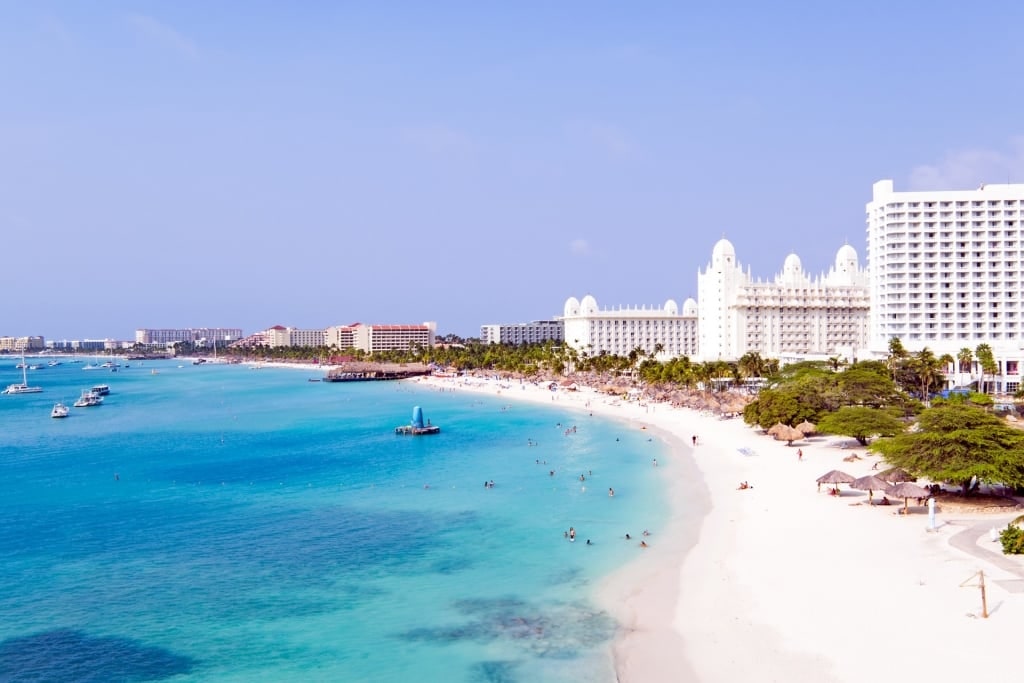 Sandy beach of Palm Beach, Aruba