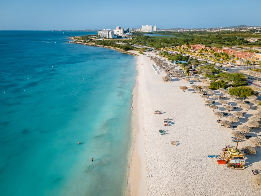 Aerial view of Eagle Beach, Aruba