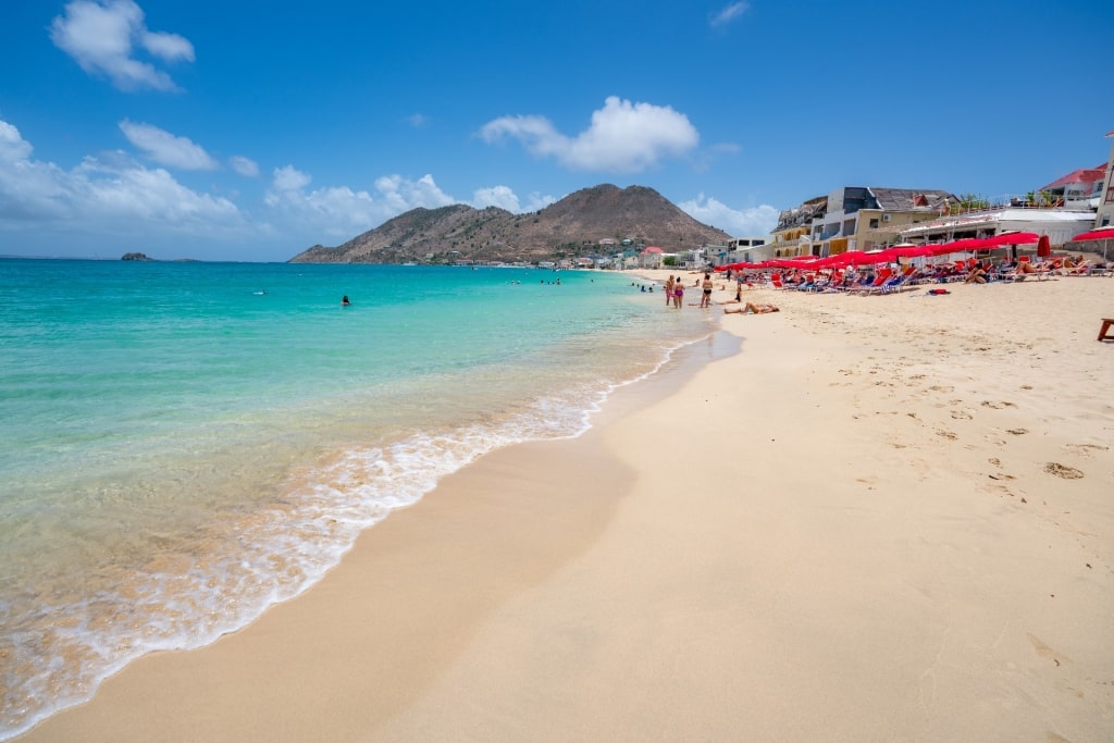 Sandy beach of Grand Case Beach, St. Maarten