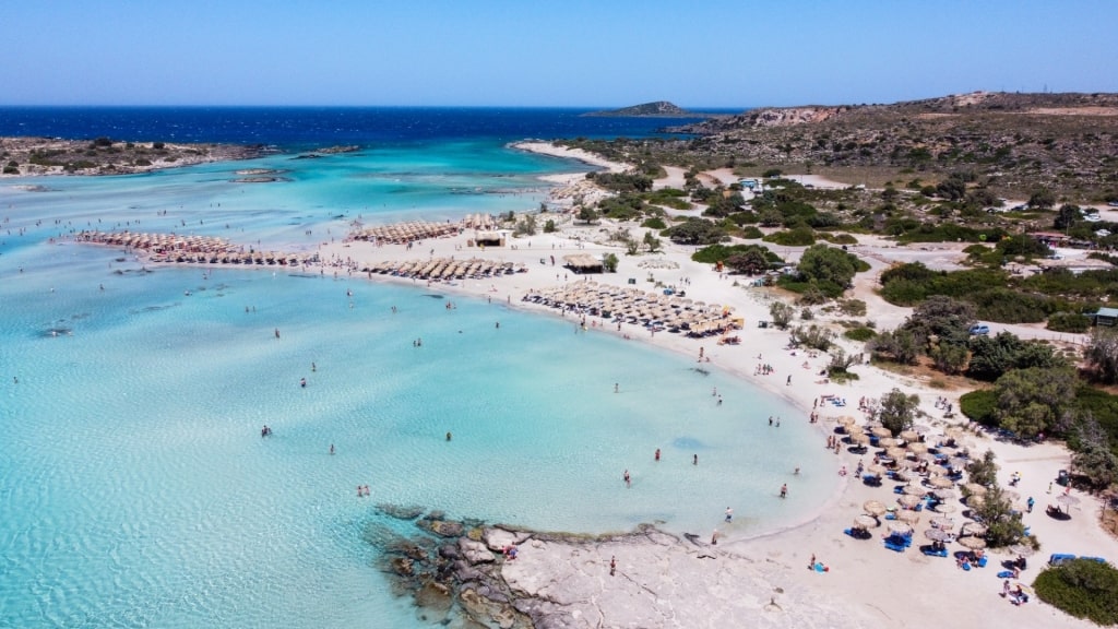 Clear blue water of Elafonisi Beach, near Gialos