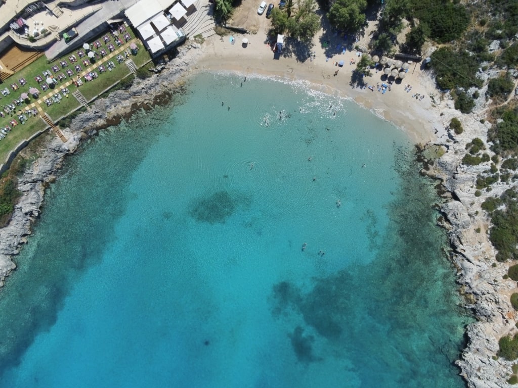 Aerial view of Loutraki Beach, Akrotiri Peninsula