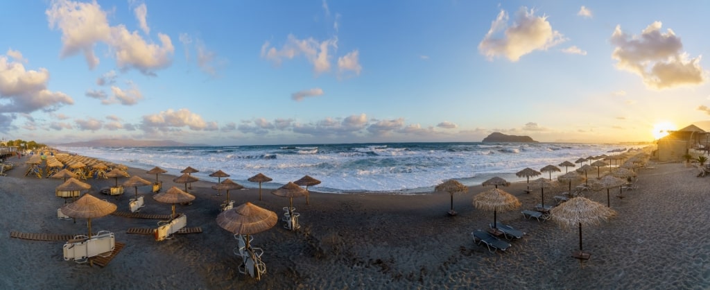 Beach umbrellas on Platanias Beach, near Chania