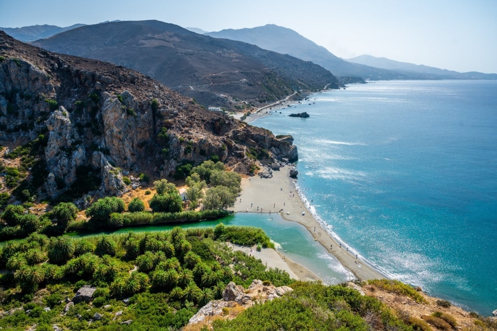 Aerial view of Preveli Beach, Preveli