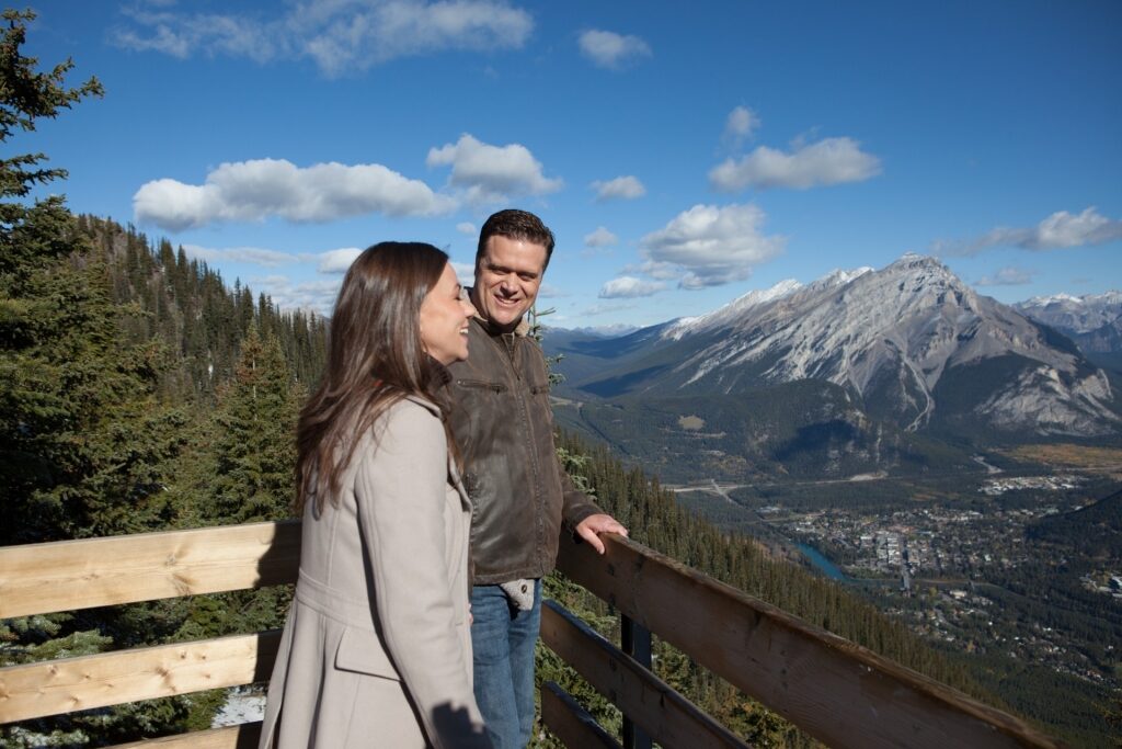 Couple in Banff Springs near Downtown Banff