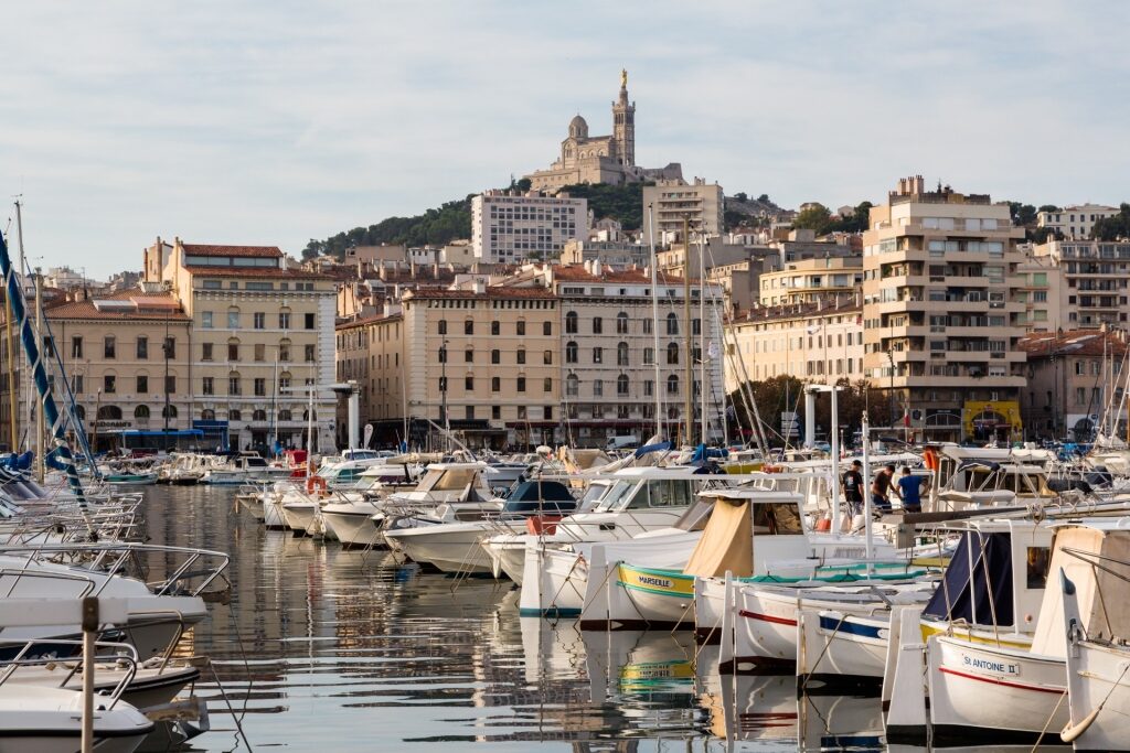Boats lined up on Vieux Port, Marseille