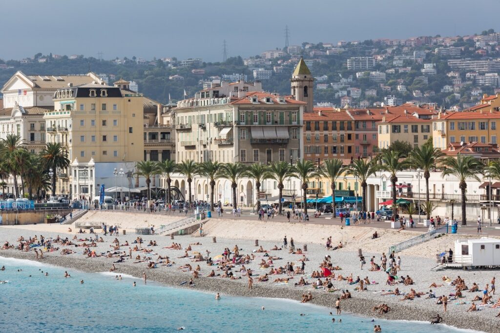 Beachside view of Promenade des Anglais