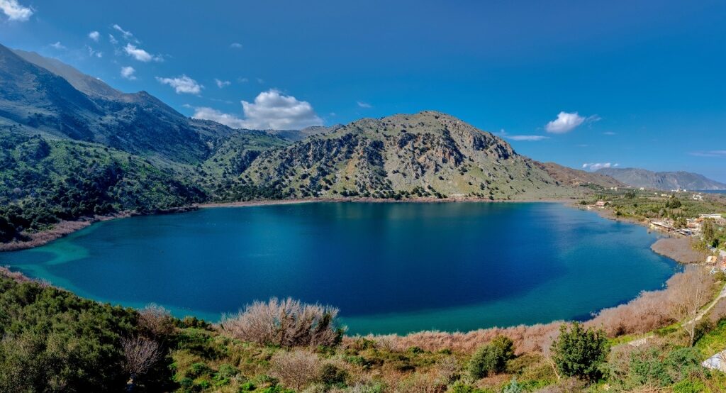Pretty landscape of Lake Kournas, Crete