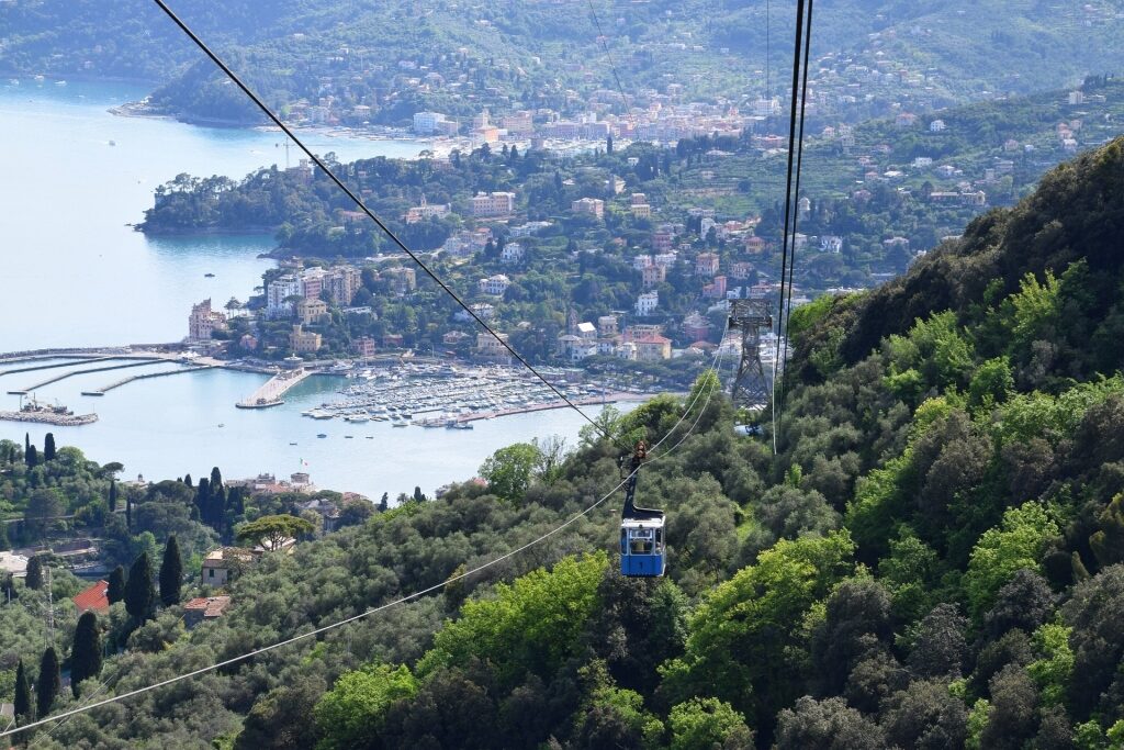 Aerial view of Rapallo Montallegro Cable Car