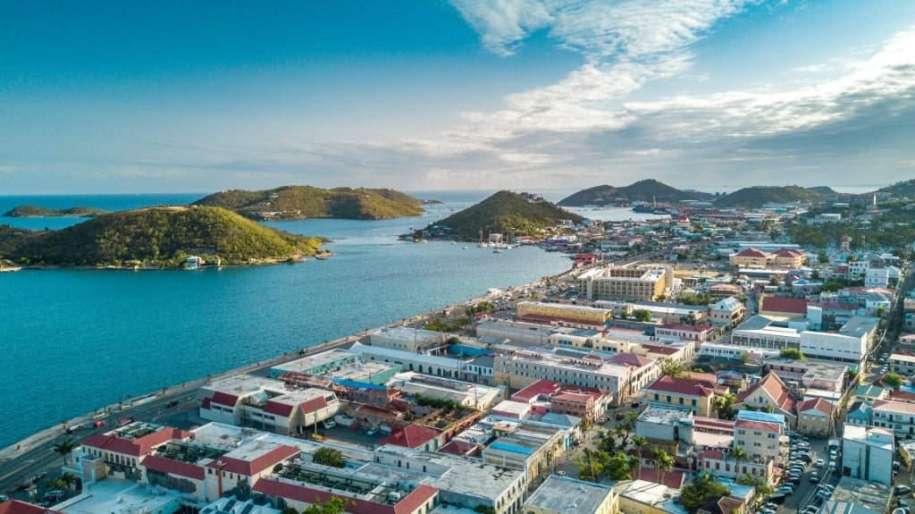 Aerial view of Charlotte Amalie, St. Thomas